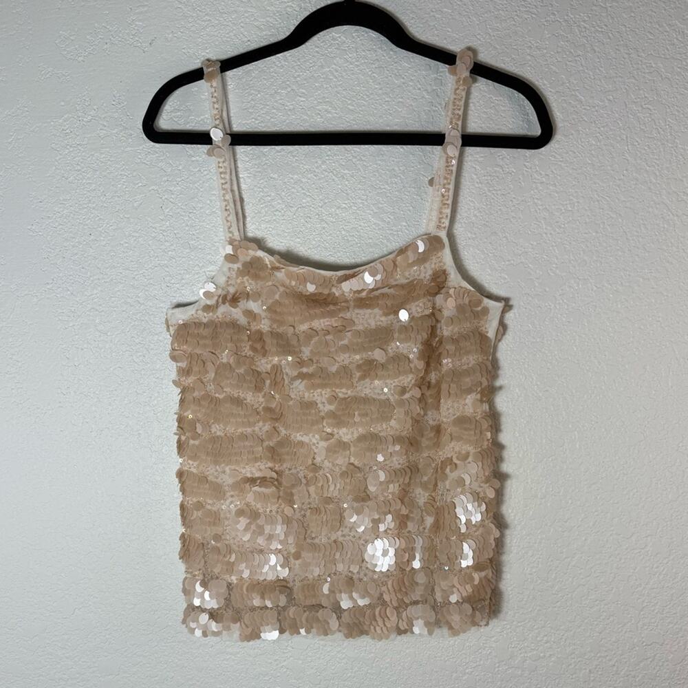 New Free People Porter Beige Sequin Sleeveless top Medium New Year Party Date